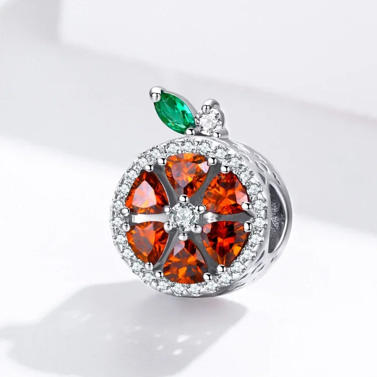 S925 Sterling Silber Frucht Rote Pomelo Perlen DIY Armband Halskette Zubehör