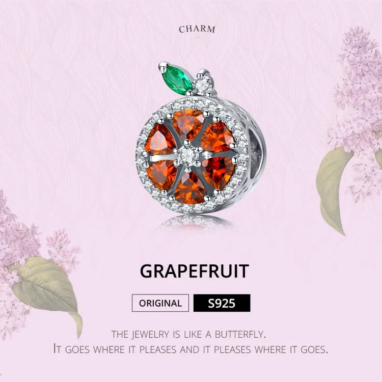 S925 Sterling Silber Frucht Rote Pomelo Perlen DIY Armband Halskette Zubehör