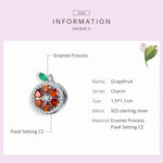 S925 Sterling Silber Frucht Rote Pomelo Perlen DIY Armband Halskette Zubehör