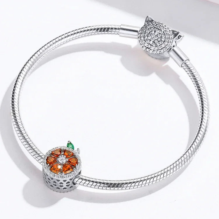 S925 Sterling Silber Frucht Rote Pomelo Perlen DIY Armband Halskette Zubehör