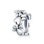 Herzförmiges Perlenarmband, Accessoires aus Sterlingsilber S925, einzelne Perlen, Liebesfußabdrücke, lose Perlen