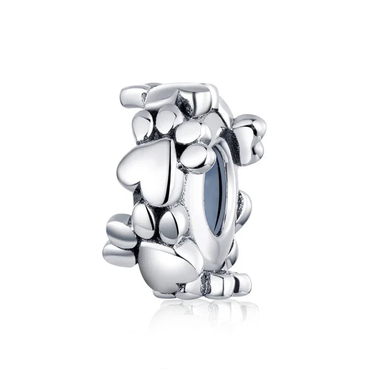 Herzförmiges Perlenarmband, Accessoires aus Sterlingsilber S925, einzelne Perlen, Liebesfußabdrücke, lose Perlen