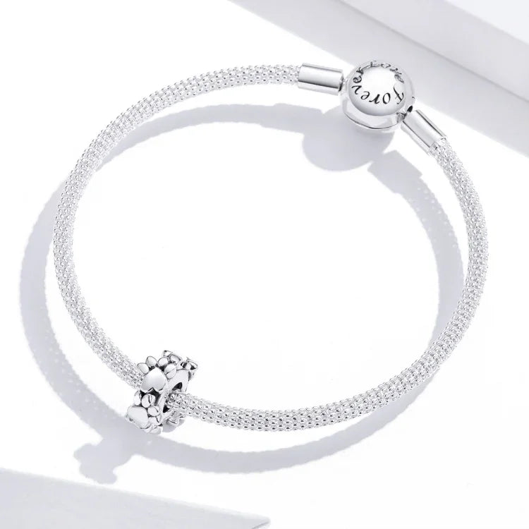 Herzförmiges Perlenarmband, Accessoires aus Sterlingsilber S925, einzelne Perlen, Liebesfußabdrücke, lose Perlen