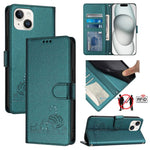 Katze Ratte Geprägtes Muster RFID Leder-Handyhülle mit Lanyard, Für iPhone 13 mini, Für iPhone 12/12 Pro, Für iPhone 12 Pro Max, Für iPhone 12 mini, Für iPhone 11 Pro Max, Für iPhone 11, Für iPhone 11 Pro, Für iPhone XS / X