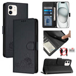 Katze Ratte Geprägtes Muster RFID Leder-Handyhülle mit Lanyard, Für iPhone 13 mini, Für iPhone 12/12 Pro, Für iPhone 12 Pro Max, Für iPhone 12 mini, Für iPhone 11 Pro Max, Für iPhone 11, Für iPhone 11 Pro, Für iPhone XS / X