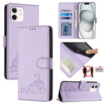 Katze Ratte Geprägtes Muster RFID Leder-Handyhülle mit Lanyard, Für iPhone 13 mini, Für iPhone 12/12 Pro, Für iPhone 12 Pro Max, Für iPhone 12 mini, Für iPhone 11 Pro Max, Für iPhone 11, Für iPhone 11 Pro, Für iPhone XS / X