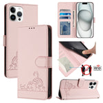 Katze Ratte Geprägtes Muster RFID Leder-Handyhülle mit Lanyard, Für iPhone 13 mini, Für iPhone 12/12 Pro, Für iPhone 12 Pro Max, Für iPhone 12 mini, Für iPhone 11 Pro Max, Für iPhone 11, Für iPhone 11 Pro, Für iPhone XS / X