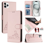Katze Ratte Geprägtes Muster RFID Leder-Handyhülle mit Lanyard, Für iPhone 13 mini, Für iPhone 12/12 Pro, Für iPhone 12 Pro Max, Für iPhone 12 mini, Für iPhone 11 Pro Max, Für iPhone 11, Für iPhone 11 Pro, Für iPhone XS / X