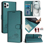 Katze Ratte Geprägtes Muster RFID Leder-Handyhülle mit Lanyard, Für iPhone 13 mini, Für iPhone 12/12 Pro, Für iPhone 12 Pro Max, Für iPhone 12 mini, Für iPhone 11 Pro Max, Für iPhone 11, Für iPhone 11 Pro, Für iPhone XS / X