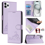 Katze Ratte Geprägtes Muster RFID Leder-Handyhülle mit Lanyard, Für iPhone 13 mini, Für iPhone 12/12 Pro, Für iPhone 12 Pro Max, Für iPhone 12 mini, Für iPhone 11 Pro Max, Für iPhone 11, Für iPhone 11 Pro, Für iPhone XS / X