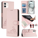 Katze Ratte Geprägtes Muster RFID Leder-Handyhülle mit Lanyard, Für iPhone 13 mini, Für iPhone 12/12 Pro, Für iPhone 12 Pro Max, Für iPhone 12 mini, Für iPhone 11 Pro Max, Für iPhone 11, Für iPhone 11 Pro, Für iPhone XS / X