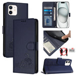 Katze Ratte Geprägtes Muster RFID Leder-Handyhülle mit Lanyard, Für iPhone 13 mini, Für iPhone 12/12 Pro, Für iPhone 12 Pro Max, Für iPhone 12 mini, Für iPhone 11 Pro Max, Für iPhone 11, Für iPhone 11 Pro, Für iPhone XS / X