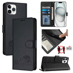 Katze Ratte Geprägtes Muster RFID Leder-Handyhülle mit Lanyard, Für iPhone 13 mini, Für iPhone 12/12 Pro, Für iPhone 12 Pro Max, Für iPhone 12 mini, Für iPhone 11 Pro Max, Für iPhone 11, Für iPhone 11 Pro, Für iPhone XS / X