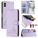 Katze Ratte Geprägtes Muster RFID Leder-Handyhülle mit Lanyard, Für iPhone 13 mini, Für iPhone 12/12 Pro, Für iPhone 12 Pro Max, Für iPhone 12 mini, Für iPhone 11 Pro Max, Für iPhone 11, Für iPhone 11 Pro, Für iPhone XS / X