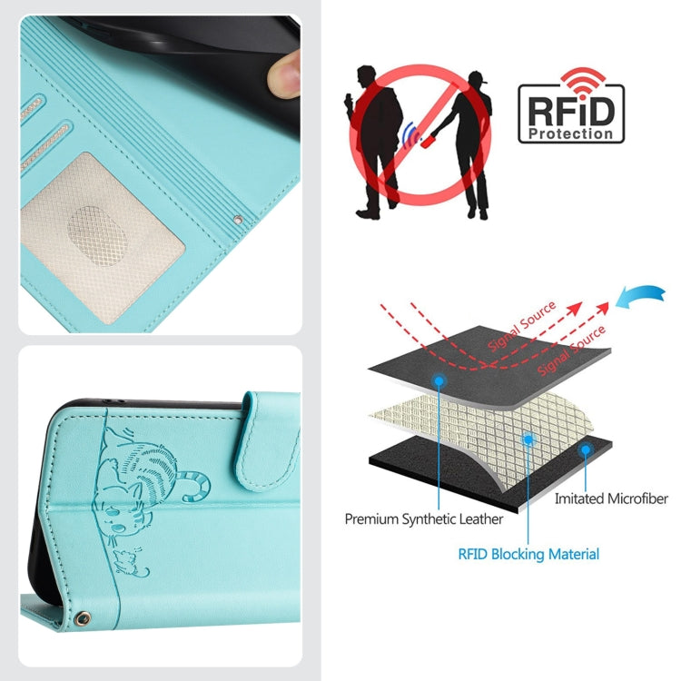 Katze Ratte geprägtes Muster RFID Leder Handyhülle mit Trageschlaufe, Für iPhone XR, Für iPhone XS Max, Für iPhone 8 Plus / 7 Plus