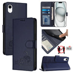 Katze Ratte geprägtes Muster RFID Leder Handyhülle mit Trageschlaufe, Für iPhone XR, Für iPhone XS Max, Für iPhone 8 Plus / 7 Plus