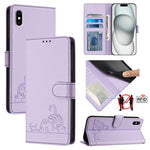 Katze Ratte geprägtes Muster RFID Leder Handyhülle mit Trageschlaufe, Für iPhone XR, Für iPhone XS Max, Für iPhone 8 Plus / 7 Plus