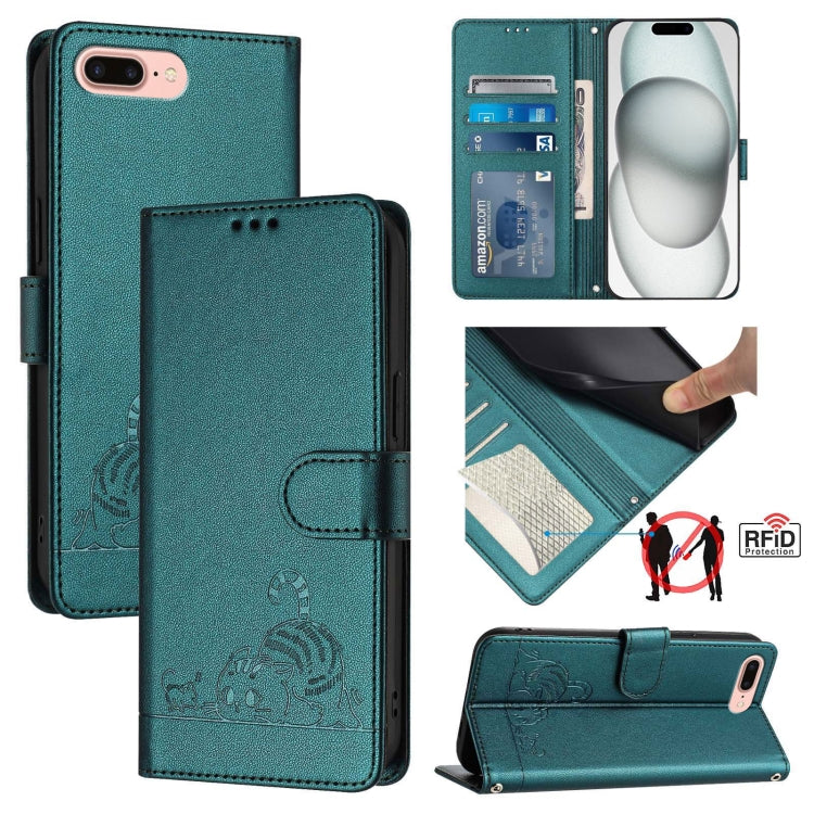 Katze Ratte geprägtes Muster RFID Leder Handyhülle mit Trageschlaufe, Für iPhone XR, Für iPhone XS Max, Für iPhone 8 Plus / 7 Plus