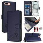 Katze Ratte geprägtes Muster RFID Leder Handyhülle mit Trageschlaufe, Für iPhone XR, Für iPhone XS Max, Für iPhone 8 Plus / 7 Plus