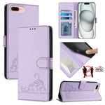 Katze Ratte geprägtes Muster RFID Leder Handyhülle mit Trageschlaufe, Für iPhone XR, Für iPhone XS Max, Für iPhone 8 Plus / 7 Plus