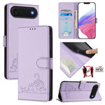 Katze Ratte Geprägtes Muster RFID Leder Handyhülle mit Trageschlaufe, Für iPhone 17 Pro Max, Für iPhone 17 Pro, Für iPhone 17, Für iPhone Air, Für iPhone SE 2024, Für iPhone 15 Pro Max, Für iPhone 15 Pro, Für iPhone 15 Plus