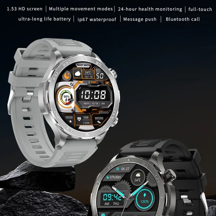 DK67 1,53 Zoll IP67 BT 5.0 Fitness- und Sport-Smartwatch, unterstützt Bluetooth-Anrufe, Schlafüberwachung, Blutsauerstoffmessung, Herzfrequenzmessung und Blutdruckmessung