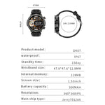 DK67 1,53 Zoll IP67 BT 5.0 Fitness- und Sport-Smartwatch, unterstützt Bluetooth-Anrufe, Schlafüberwachung, Blutsauerstoffmessung, Herzfrequenzmessung und Blutdruckmessung