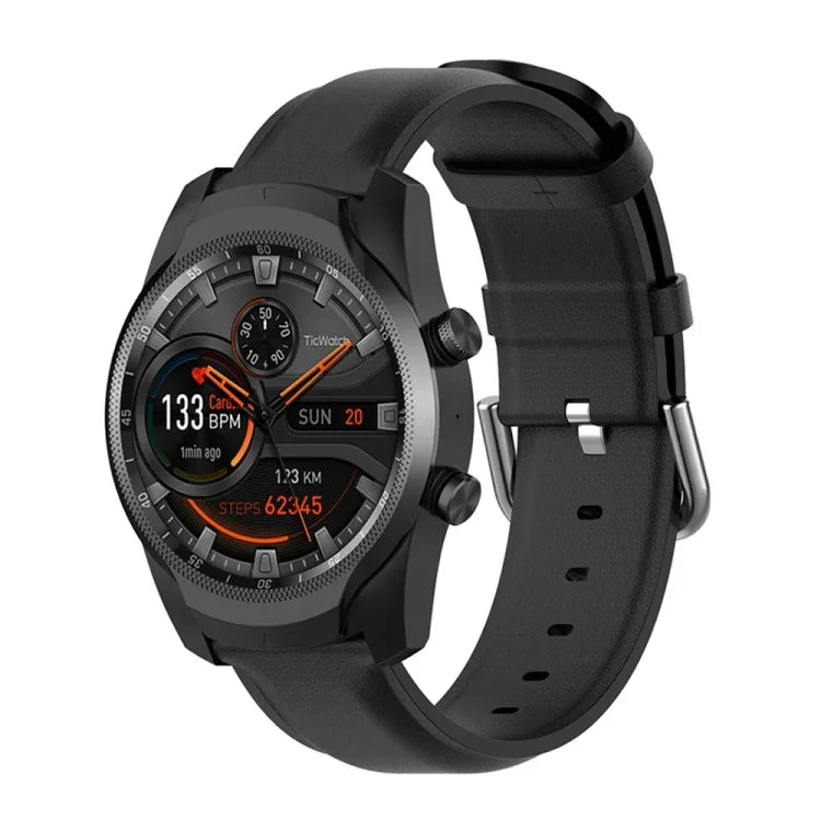 22-mm-Lederarmband mit runder Dornschließe, passend für Ticwatch Pro 2020, Huawei Watch GT2E und Samsung Galaxy Watch 3 (45 mm).