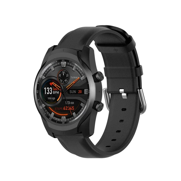 22-mm-Lederarmband mit runder Dornschließe, passend für Ticwatch Pro 2020, Huawei Watch GT2E und Samsung Galaxy Watch 3 (45 mm).