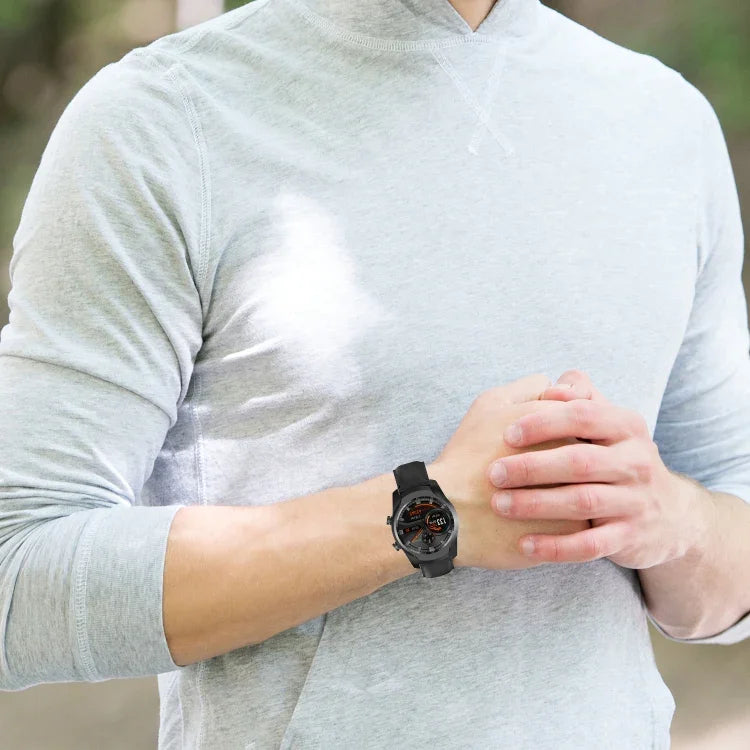 22-mm-Lederarmband mit runder Dornschließe, passend für Ticwatch Pro 2020, Huawei Watch GT2E und Samsung Galaxy Watch 3 (45 mm).