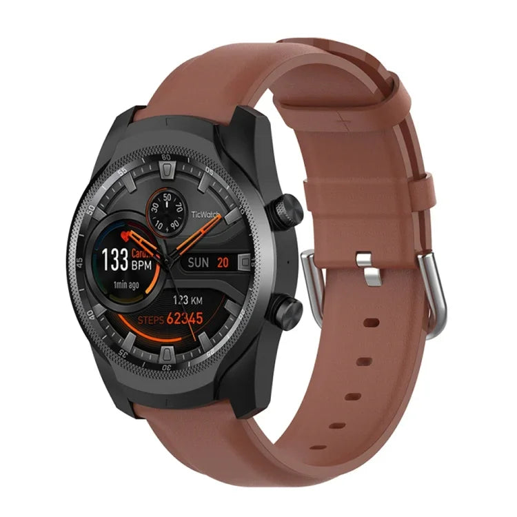 22-mm-Lederarmband mit runder Dornschließe, passend für Ticwatch Pro 2020, Huawei Watch GT2E und Samsung Galaxy Watch 3 (45 mm).