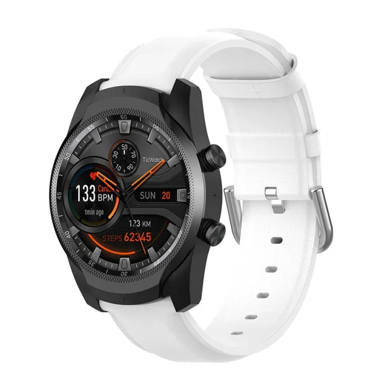 22-mm-Lederarmband mit runder Dornschließe, passend für Ticwatch Pro 2020, Huawei Watch GT2E und Samsung Galaxy Watch 3 (45 mm).
