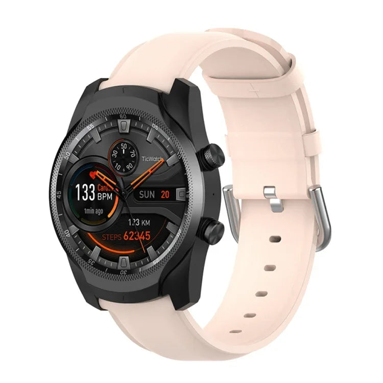 22-mm-Lederarmband mit runder Dornschließe, passend für Ticwatch Pro 2020, Huawei Watch GT2E und Samsung Galaxy Watch 3 (45 mm).