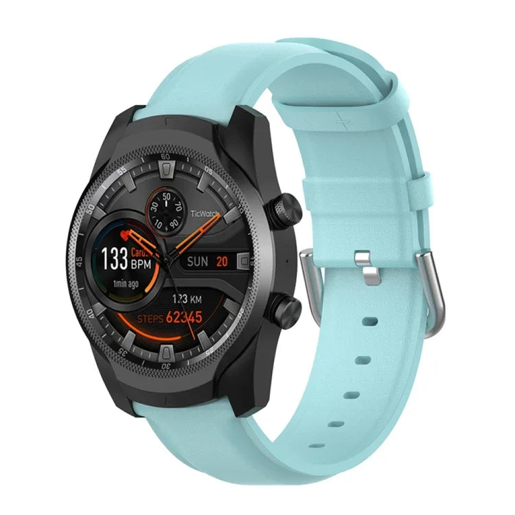 22-mm-Lederarmband mit runder Dornschließe, passend für Ticwatch Pro 2020, Huawei Watch GT2E und Samsung Galaxy Watch 3 (45 mm).