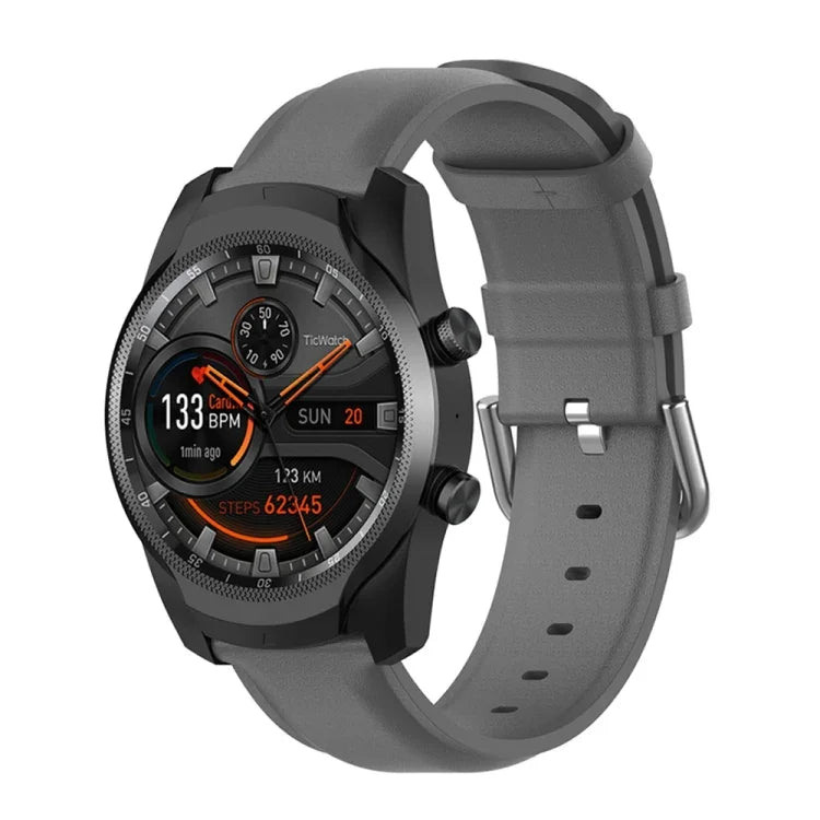 22-mm-Lederarmband mit runder Dornschließe, passend für Ticwatch Pro 2020, Huawei Watch GT2E und Samsung Galaxy Watch 3 (45 mm).
