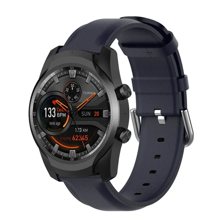 22-mm-Lederarmband mit runder Dornschließe, passend für Ticwatch Pro 2020, Huawei Watch GT2E und Samsung Galaxy Watch 3 (45 mm).