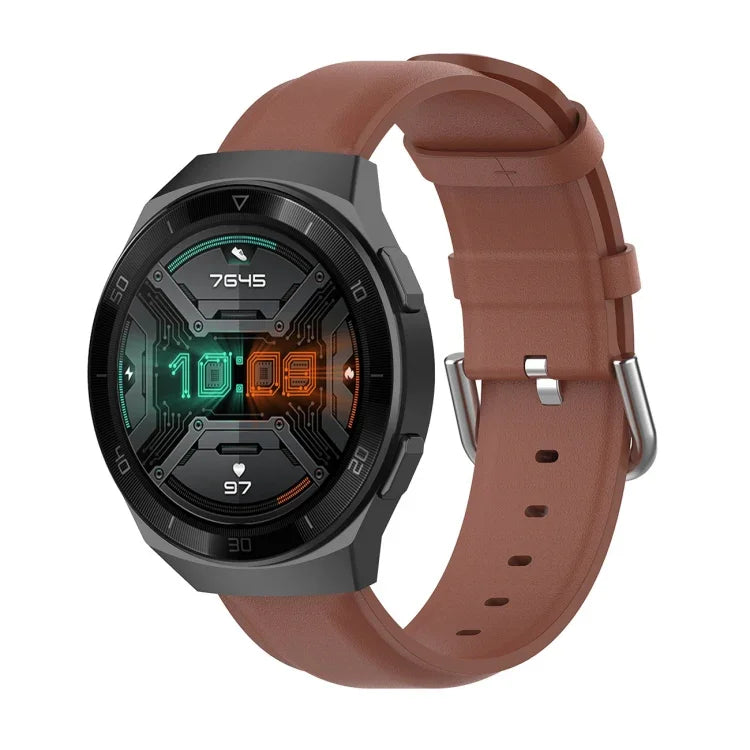 22-mm-Lederarmband mit runder Dornschließe, passend für Ticwatch Pro 2020, Huawei Watch GT2E und Samsung Galaxy Watch 3 (45 mm).
