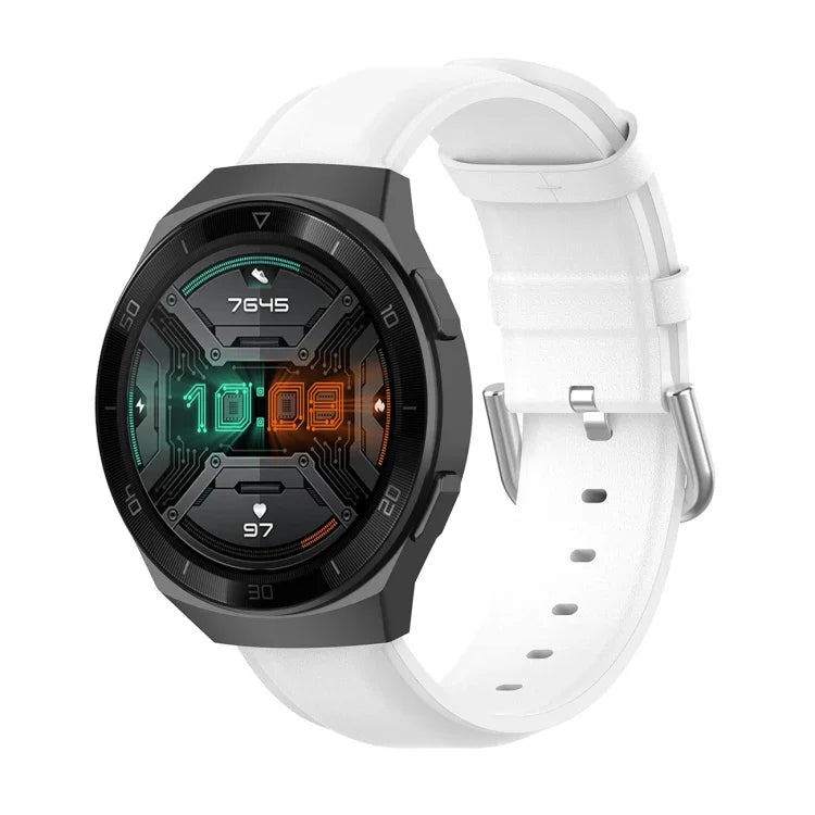 22-mm-Lederarmband mit runder Dornschließe, passend für Ticwatch Pro 2020, Huawei Watch GT2E und Samsung Galaxy Watch 3 (45 mm).