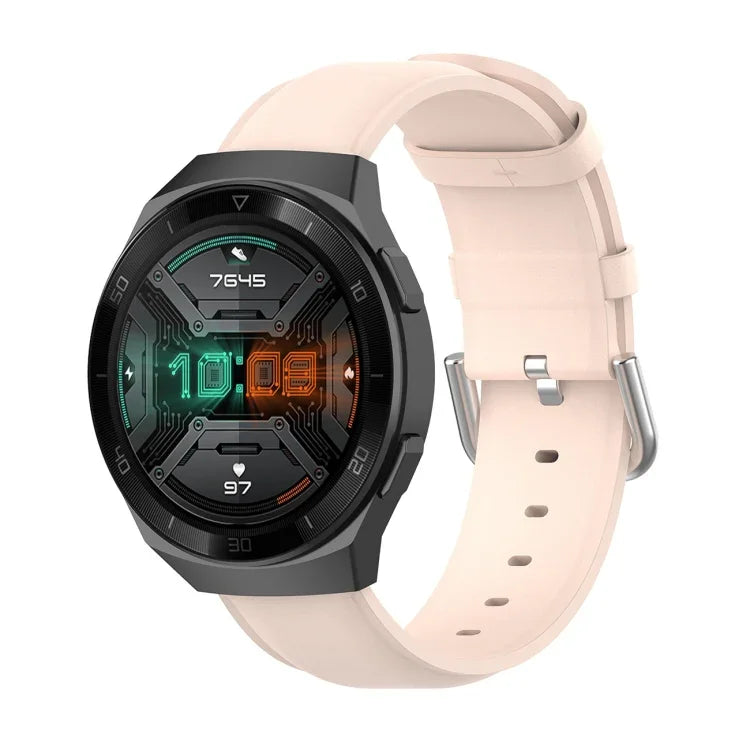 22-mm-Lederarmband mit runder Dornschließe, passend für Ticwatch Pro 2020, Huawei Watch GT2E und Samsung Galaxy Watch 3 (45 mm).