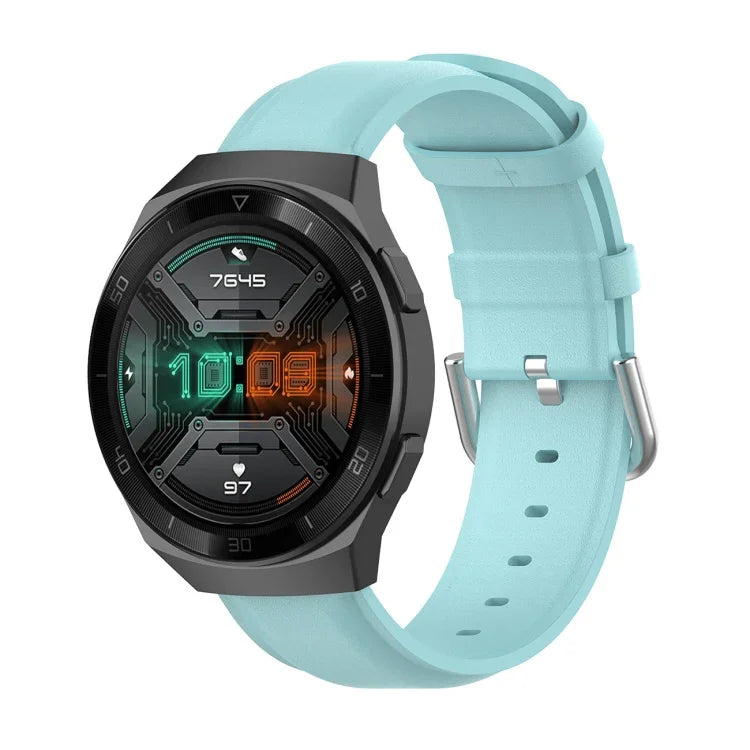 22-mm-Lederarmband mit runder Dornschließe, passend für Ticwatch Pro 2020, Huawei Watch GT2E und Samsung Galaxy Watch 3 (45 mm).