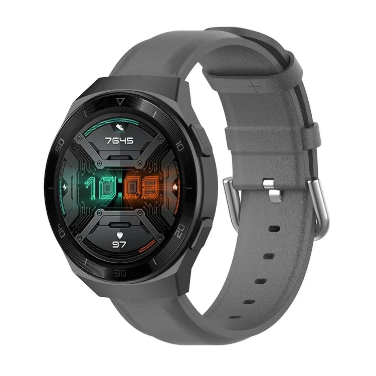 22-mm-Lederarmband mit runder Dornschließe, passend für Ticwatch Pro 2020, Huawei Watch GT2E und Samsung Galaxy Watch 3 (45 mm).