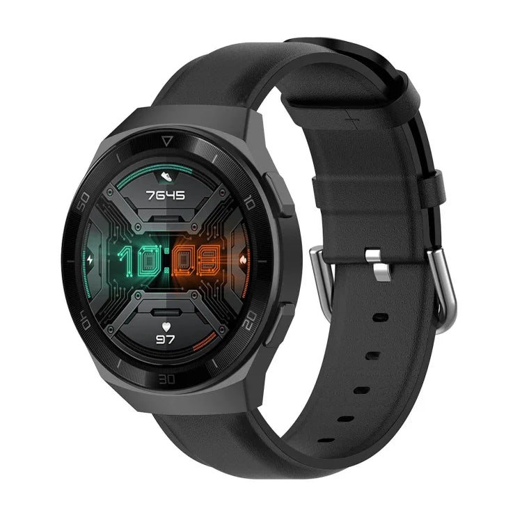 22-mm-Lederarmband mit runder Dornschließe, passend für Ticwatch Pro 2020, Huawei Watch GT2E und Samsung Galaxy Watch 3 (45 mm).