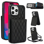 YM015 Umhängetasche Rhombische Karten Tasche RFID Handyhülle, Für iPhone 16e / 17e, Für iPhone 17 Pro Max, Für iPhone 17 Pro, Für iPhone 17, Für iPhone Air, Für iPhone 16 Pro Max, Für iPhone 16 Pro, Für iPhone 16 Plus