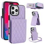 YM015 Umhängetasche Rhombische Karten Tasche RFID Handyhülle, Für iPhone 16e / 17e, Für iPhone 17 Pro Max, Für iPhone 17 Pro, Für iPhone 17, Für iPhone Air, Für iPhone 16 Pro Max, Für iPhone 16 Pro, Für iPhone 16 Plus