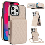 YM015 Umhängetasche Rhombische Karten Tasche RFID Handyhülle, Für iPhone 16e / 17e, Für iPhone 17 Pro Max, Für iPhone 17 Pro, Für iPhone 17, Für iPhone Air, Für iPhone 16 Pro Max, Für iPhone 16 Pro, Für iPhone 16 Plus