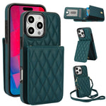 YM015 Umhängetasche Rhombische Karten Tasche RFID Handyhülle, Für iPhone 16e / 17e, Für iPhone 17 Pro Max, Für iPhone 17 Pro, Für iPhone 17, Für iPhone Air, Für iPhone 16 Pro Max, Für iPhone 16 Pro, Für iPhone 16 Plus