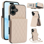 YM015 Umhängetasche Rhombische Karten Tasche RFID Handyhülle, Für iPhone 16e / 17e, Für iPhone 17 Pro Max, Für iPhone 17 Pro, Für iPhone 17, Für iPhone Air, Für iPhone 16 Pro Max, Für iPhone 16 Pro, Für iPhone 16 Plus