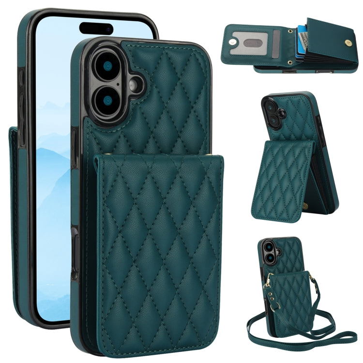 YM015 Umhängetasche Rhombische Karten Tasche RFID Handyhülle, Für iPhone 16e / 17e, Für iPhone 17 Pro Max, Für iPhone 17 Pro, Für iPhone 17, Für iPhone Air, Für iPhone 16 Pro Max, Für iPhone 16 Pro, Für iPhone 16 Plus