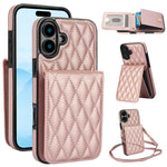 YM015 Umhängetasche Rhombische Karten Tasche RFID Handyhülle, Für iPhone 16e / 17e, Für iPhone 17 Pro Max, Für iPhone 17 Pro, Für iPhone 17, Für iPhone Air, Für iPhone 16 Pro Max, Für iPhone 16 Pro, Für iPhone 16 Plus