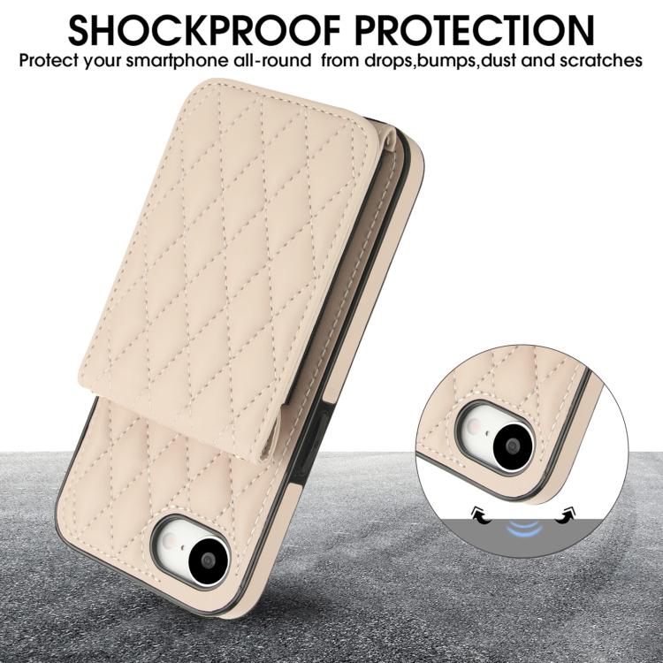 YM015 Umhängetasche Rhombische Karten Tasche RFID Handyhülle, Für iPhone 16e / 17e, Für iPhone 17 Pro Max, Für iPhone 17 Pro, Für iPhone 17, Für iPhone Air, Für iPhone 16 Pro Max, Für iPhone 16 Pro, Für iPhone 16 Plus